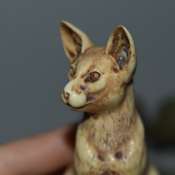 Vintage Antique Handmade Carved Small Mini 4inch Sphynx Cat Figure Decor - Picture 9 of 16